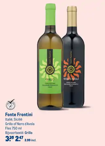 Makro Fonte Frontini Italië, Sicilië Grillo of Nero d'Avola 750 ml aanbieding