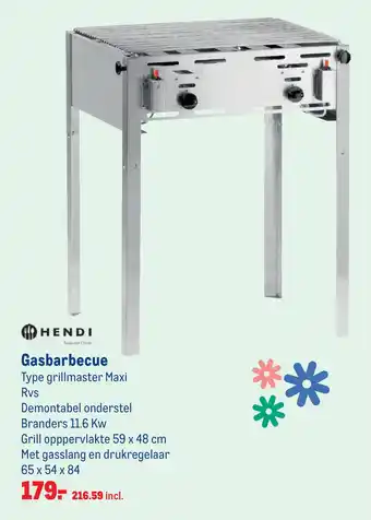 Makro Gasbarbecue Type grillmaster Maxi 65x54x84 cm aanbieding