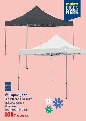 Makro Vouwpaviljoen 300x300x340 cm aanbieding