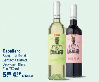 Makro Caballero Spanje, La Mancha Garnacha Tinto of Sauvignon Blanc 750 ml aanbieding