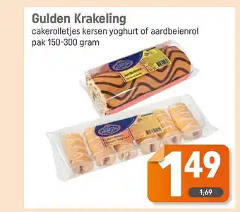 Dagwinkel Gulden Krakeling Cakerolletjes Kersen Yoghurt Of Aardbeienrol 150-300g aanbieding