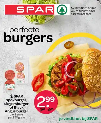 Spar Spar Spekburger, Slagersburger Of Black Angus Burger aanbieding