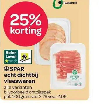 Spar Spar Echt Dichtbij Vleeswaren 25% Korting aanbieding