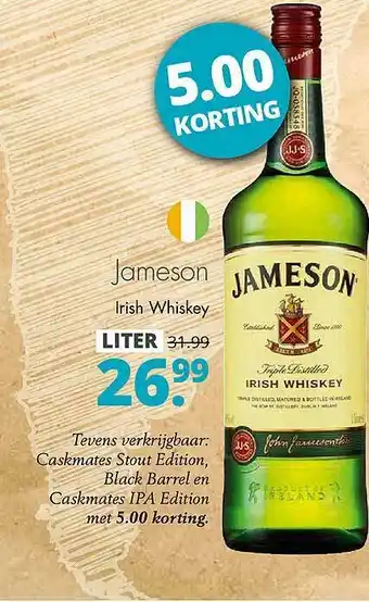 Mitra Jameson Irish Whiskey 5.00 Korting aanbieding