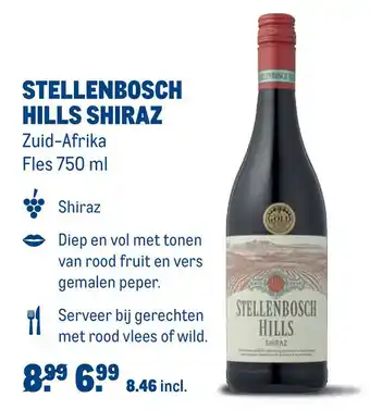 Makro Stellenbosch Hills Shiraz Zuid-Afrika Fles 750 ml aanbieding