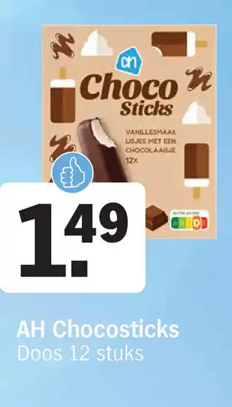 Albert Heijn AH Chocosticks Doos 12 stuks aanbieding