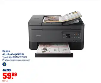 Makro Canon all-in-one printer Type inkjet PIXMA TS7450A Printen, kopiëren en scannen aanbieding