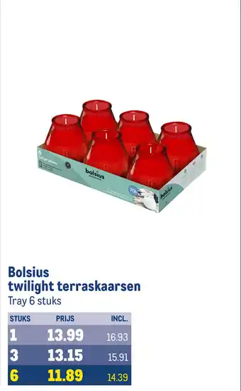 Makro Bolsius twilight terraskaarsen Tray 6 stuks aanbieding