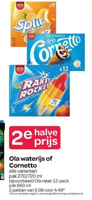 Spar Ola Waterijs Of Cornetto aanbieding