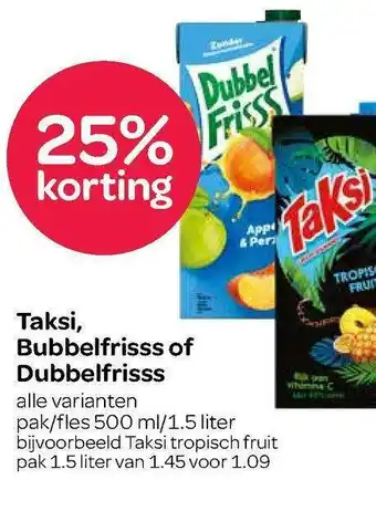 Spar Taksi, Dubbelfrisss Of Dubbelfrisss 25% Korting aanbieding