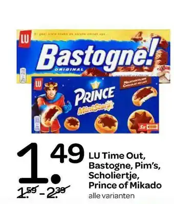 Spar Lu Time Out, Bastogne, Pim's, Scholiertje, Prince Of Mikado aanbieding