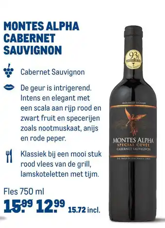 Makro Montes Alpha Cabernet Sauvignon 750 ml aanbieding