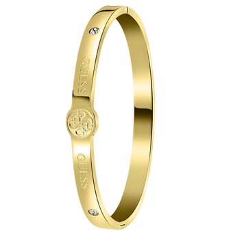 Bol.com Guess - guess stalen goldplated bangle 4g logo aanbieding