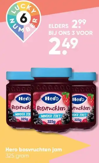 Big Bazar Hero bosvruchten jam 325 gram aanbieding