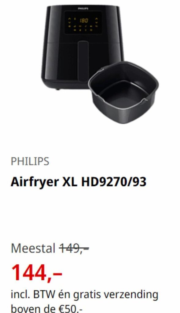 PHILIPS Airfryer XL HD9270/93 aanbieding bij MediaMarkt