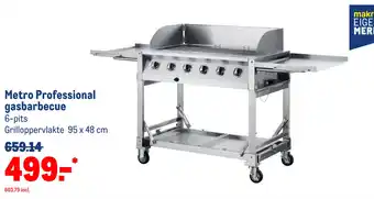 Makro Metro Professional gasbarbecue 6-pits Grilloppervlakte 95 x 48 cm aanbieding