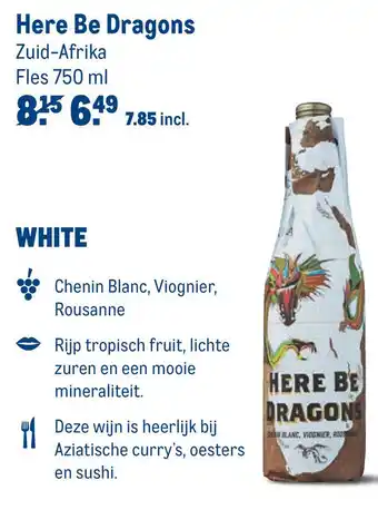 Makro Here Be Dragons Zuid-Afrika Fles 750 ml white aanbieding