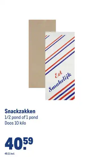 Makro Snackzakken 1/2 pond of 1 pond Doos 10 kilo aanbieding