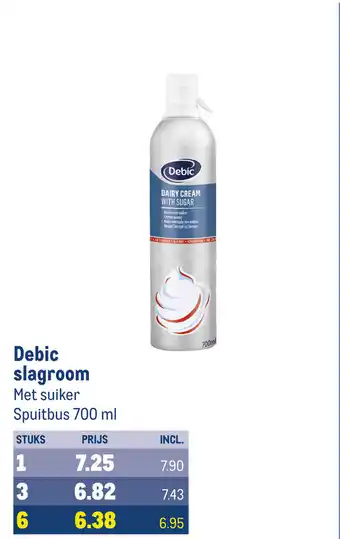 Makro Debic slagroom Met suiker Spuitbus 700 ml aanbieding