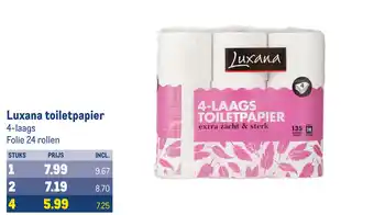 Makro Luxana toiletpapier 4-laags Folie 24 rollen aanbieding