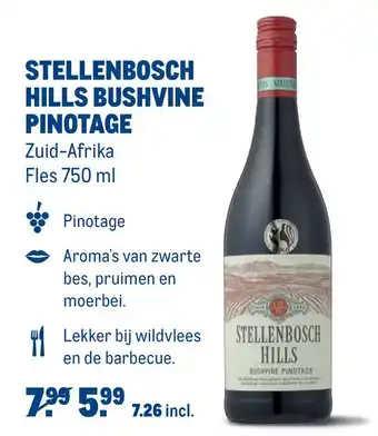 Makro Stellenbosch Hills Bushvine Pinotage Zuid-Afrika Fles 750 ml aanbieding