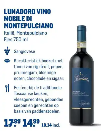 Makro Lunadoro Vino Nobile Di Montepulciano Italië, Montepulciano Fles 750 ml aanbieding