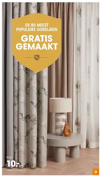 Kwantum DE 80 MEEST POPULAIRE GORDIJNEN GRATIS GEMAAKT aanbieding