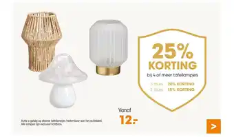 Kwantum bij 4 of meer tafellampjes aanbieding