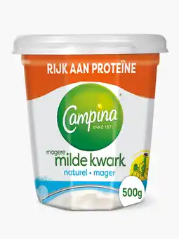 Flink Campina magere kwark naturel 500gr aanbieding