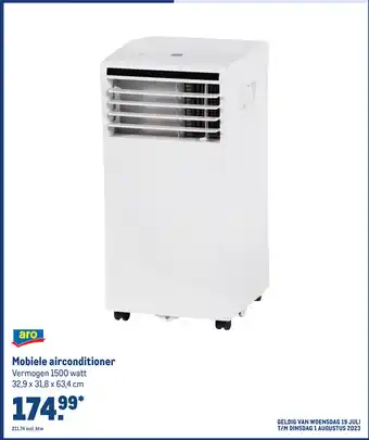 Makro aro Mobiele airconditioner Vermogen 1500 watt 32,9 x 31,8 x 63,4 cm aanbieding