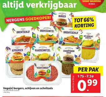 Lidl Vega(n) burgers, schijven en schnitzels aanbieding