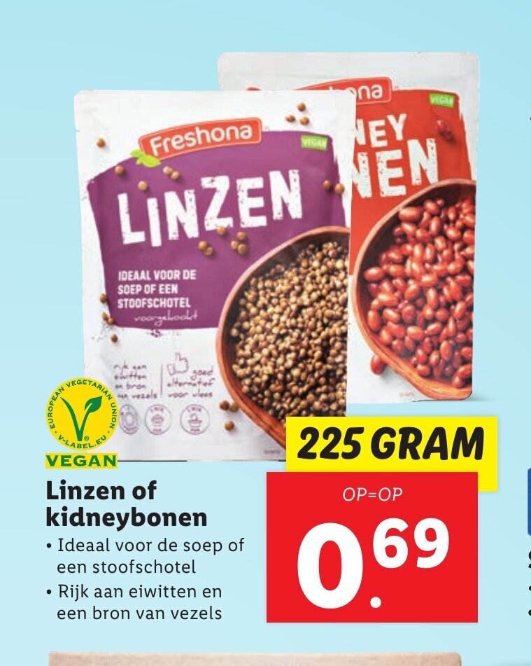 Linzen of kidneybonen 225 gram aanbieding bij Lidl
