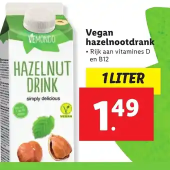 Lidl Vegan hazelnootdrank 1 LITER aanbieding