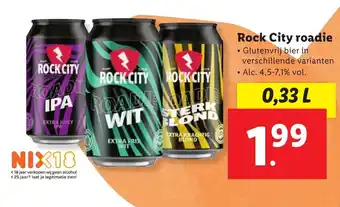 Lidl Rock City roadie Glutenvrij bier in verschillende varianten 0.33L aanbieding