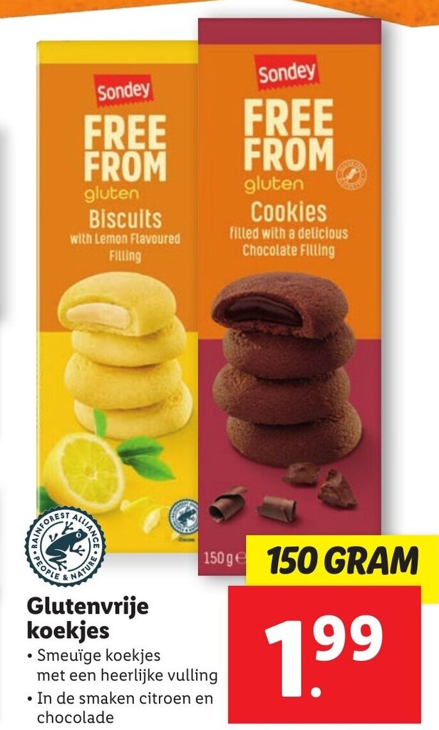 Glutenvrije koekjes 150g aanbieding bij Lidl