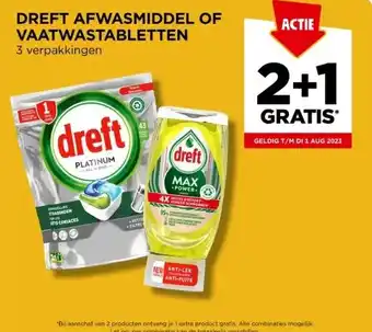 Jumbo Dreft afwasmiddel of vaatwastabletten aanbieding