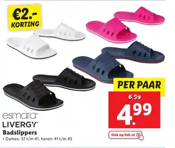Lidl esmara LIVERGYⓇ Badslippers Dames: 37 t/m 41, heren: 41 t/m 45 per paar aanbieding