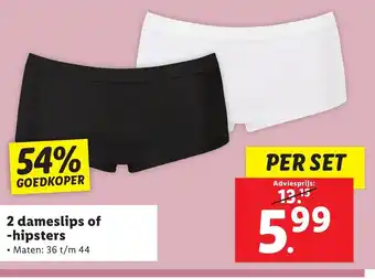 Lidl 2 dameslips of -hipsters Maten: 36 t/m 44 aanbieding