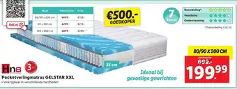 Lidl Hna Pocketveringmatras GELSTAR XXL 80/90x 200cm aanbieding