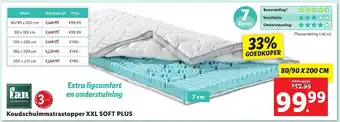 Lidl Koudschuimmatrastopper XXL SOFT PLUS 80/90x 200cm aanbieding