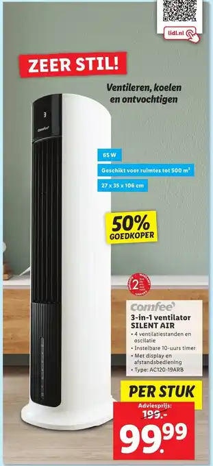 Lidl comfee 3-in-1 ventilator SILENT AIR aanbieding