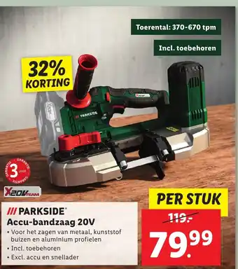 Lidl PARKSIDEⓇ Accu-bandzaag 20V aanbieding