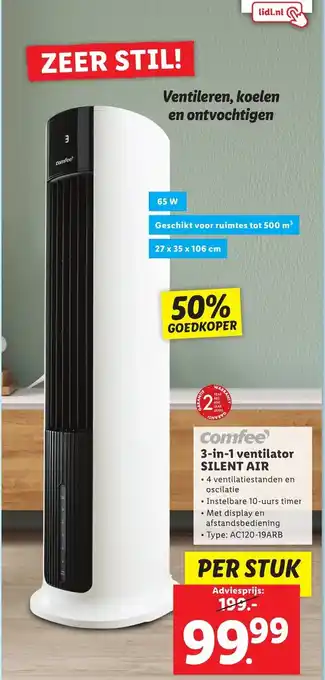 Lidl comfee 3-in-1 ventilator SILENT AIR aanbieding