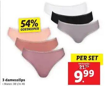 Lidl 3 damesslips • Maten: 38 t/m 46 aanbieding