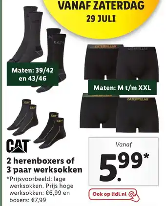 Lidl CAT 2 herenboxers of 3 paar werksokken aanbieding