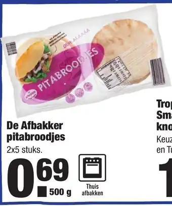 ALDI De Afbakker pitabroodjes 500 gr aanbieding