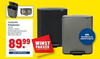 Makro Brabantia Pedaalemmer 2x30 liter aanbieding