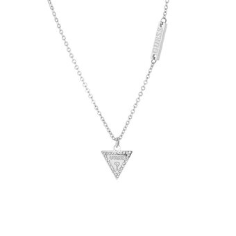 Bol.com Guess dames guess stalen roseplated ketting triangel hanger - staal - ketting - cadeau - 47 cm - zilverkleurig aanbieding