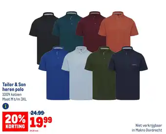 Makro Tailor & son heren polo aanbieding