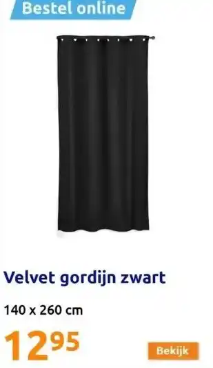 Action Velvet gordijn zwart aanbieding